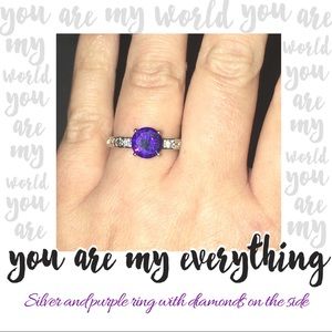 This is a brand New purple and silver ring